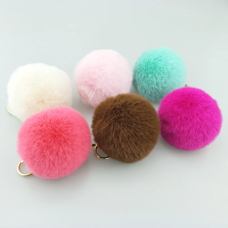 Puffball Keychain,4cm Pom Pom Keychain Faux Fur Buy Pom Pom Keychain