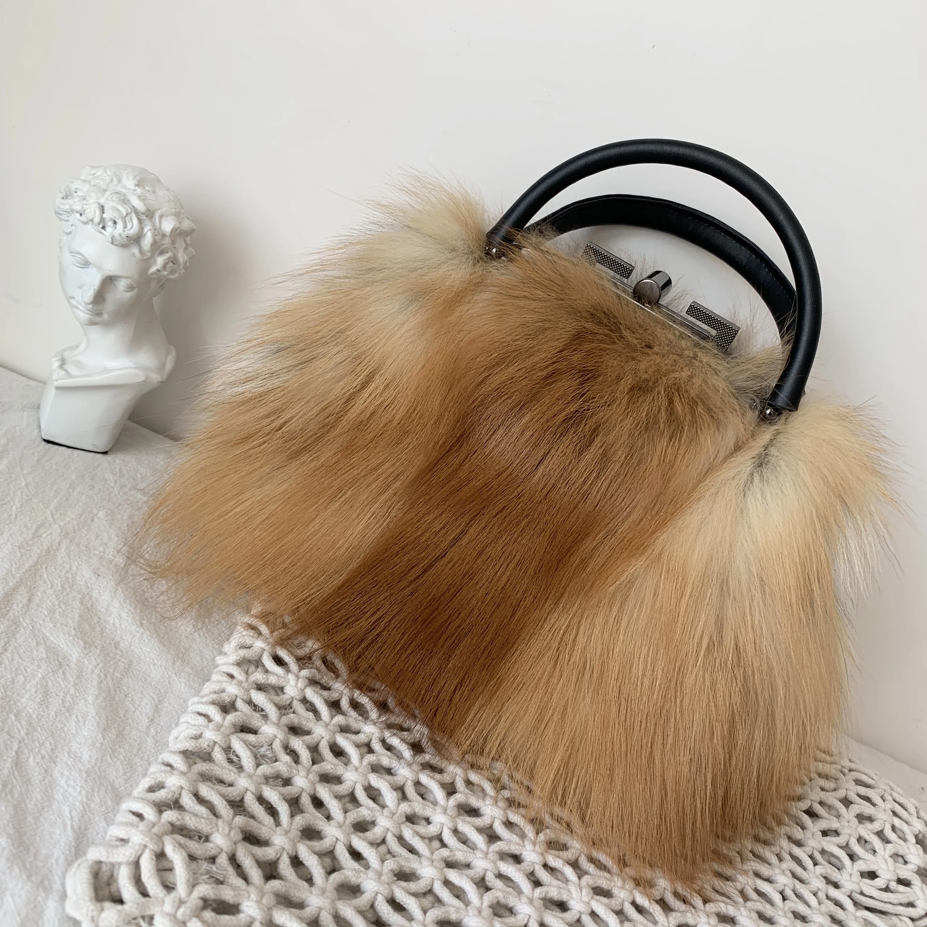 

fur bag new style handbag luxury lady real fur custom color