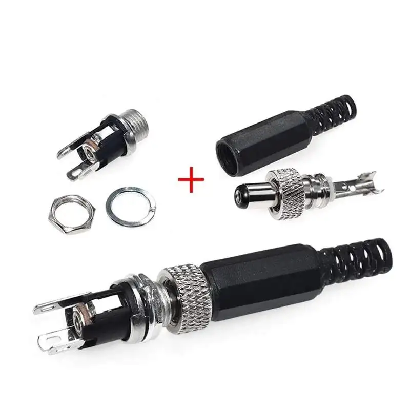 

Power Barrel female male adapter Connector Jack 2.10mm ID (0.083") 5.50mm OD (0.217") Chassis Mount