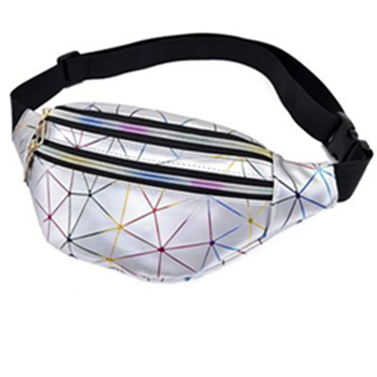 

new Holographic Waist Bag Women Pink Silver Fanny Pack Belt Bag Geometric Waist Laser Chest Phone bag Pouch