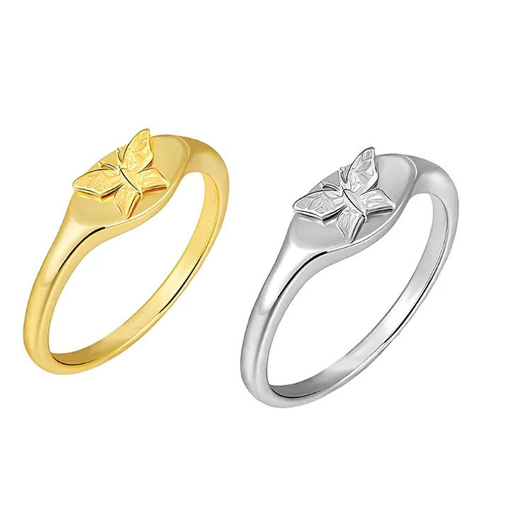 

Wholesale High Quality Silver Color Butterfly Shape Brass Gold Rings for Women, Gold,silver