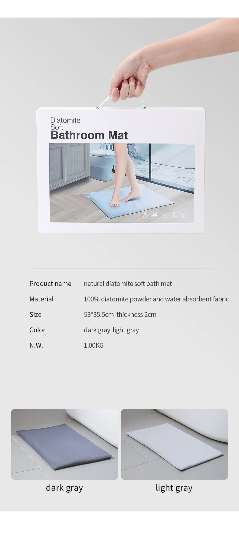 printed design cover anti-slip soft diatomite bath mats