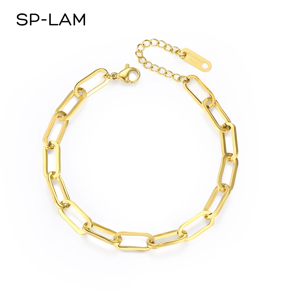 

SP-LAM Fashion Chain Link Female Bracelets 2020 Stainless Steel Big Hole Lin Chains for Women
