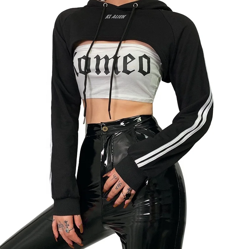 

Selling Hollow Out Women Fashion Plain Hoodies Women Long Sleeves Crop Top, As picture