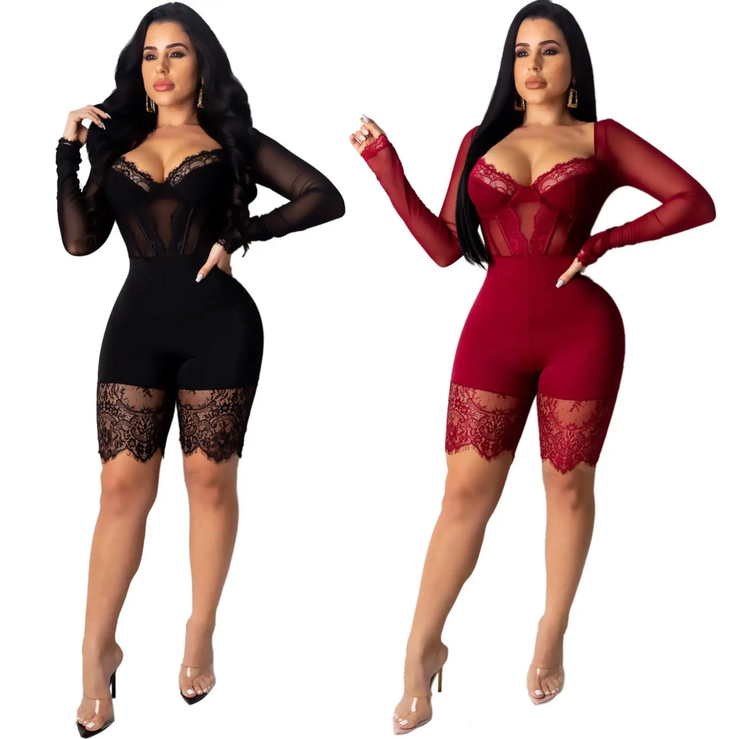 

Wholesale Hot Lady Sexy Lace Bodycon Rompers Jumpsuit