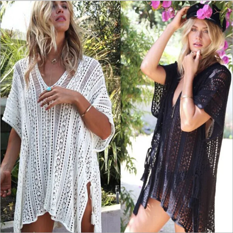 

2021 New arrival Women Bikini Hollow Beach Vacation Coverall Knitted Sunscreen Swimsuit