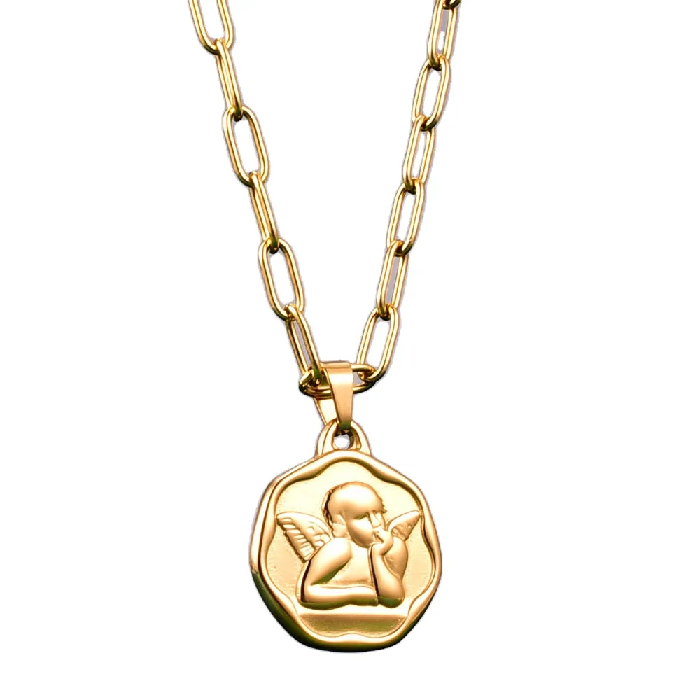 

Factory Directly Wholesale Fashionable Custom Stainless Steel Angel Jewelry Necklace, 18k gold /color oem