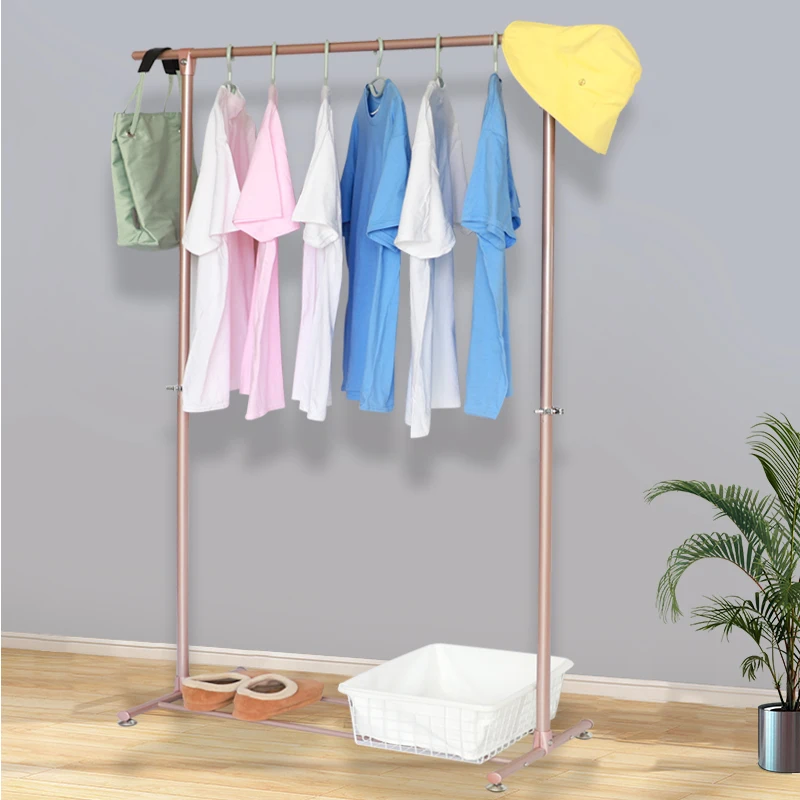 

Cheap multi-purpose cloth garment rack moving shelves dryer for clothes, Silver / rose gold