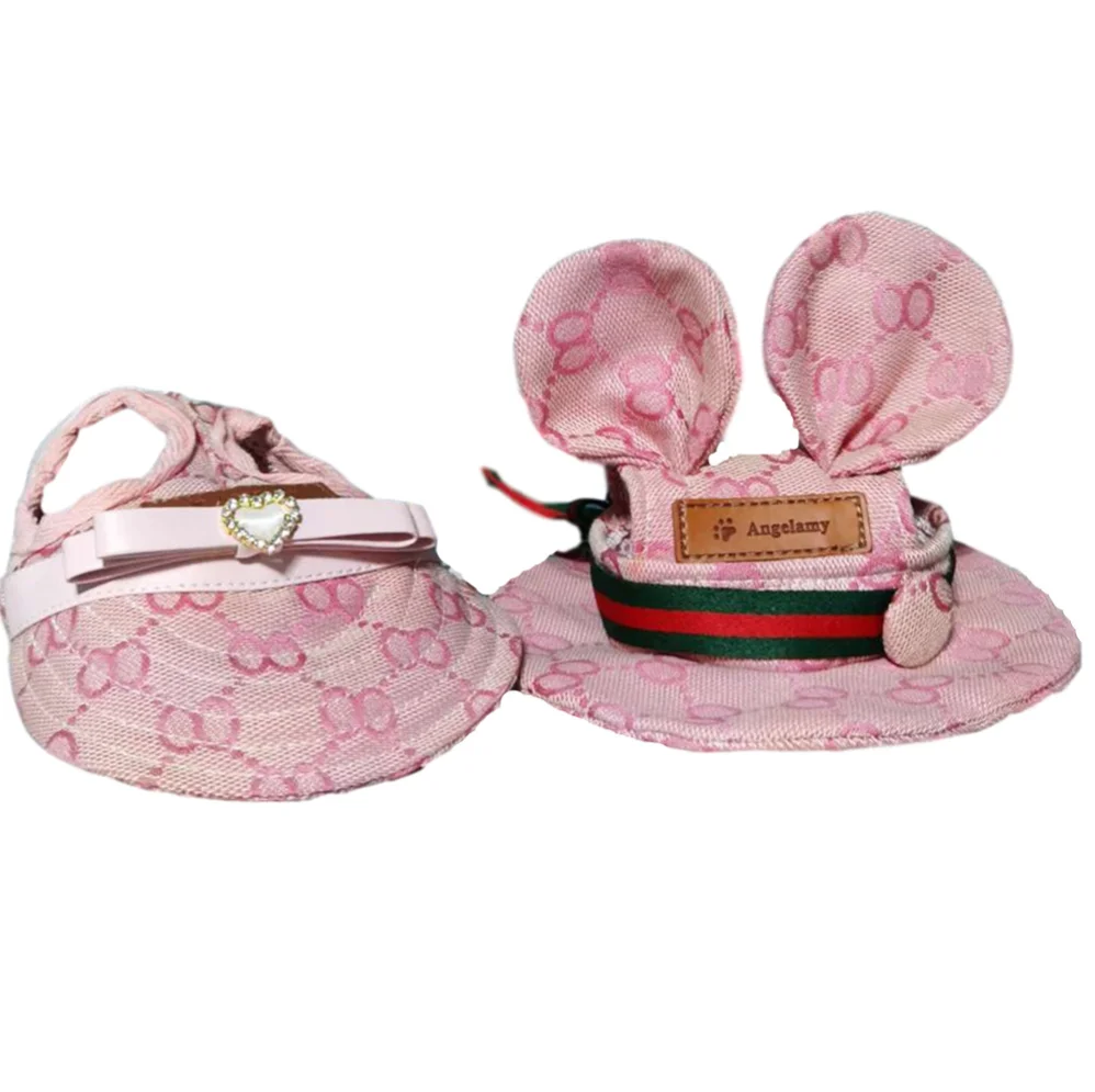 

New pink design luxury famous brand print lovely pet hat