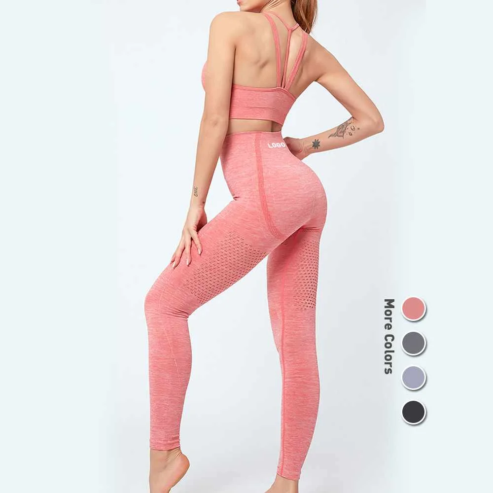 

Wear Bra And Legging Clothing Sportswear Hot Pink Mesh Solid Color Yoga Set