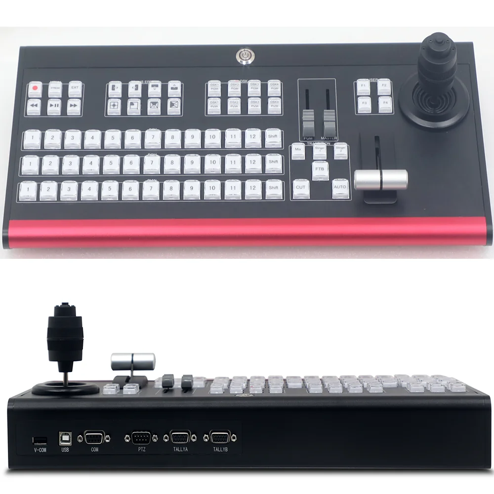 

TYST Portable Broadcast Live Streaming Video Vmix Switcher Panel for Virtual Studio, Black and red