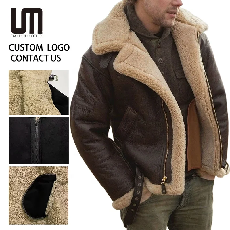 OEM Service Wholesale Men's Casual Winter Eco-Friendly Heated Fleece Jacket Warm Fur Motorcycle Zipper Windbreaker Outerwear