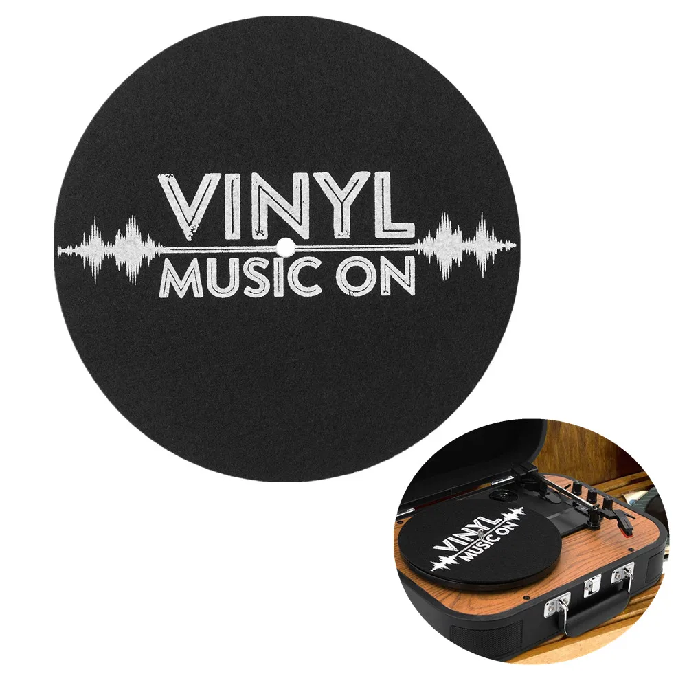 

Custom Turntable felt Mat pad Diameter 7.8-inch felt Slipmats for Vinyl LP Record Players Anti Static Vibration Dampening, Black