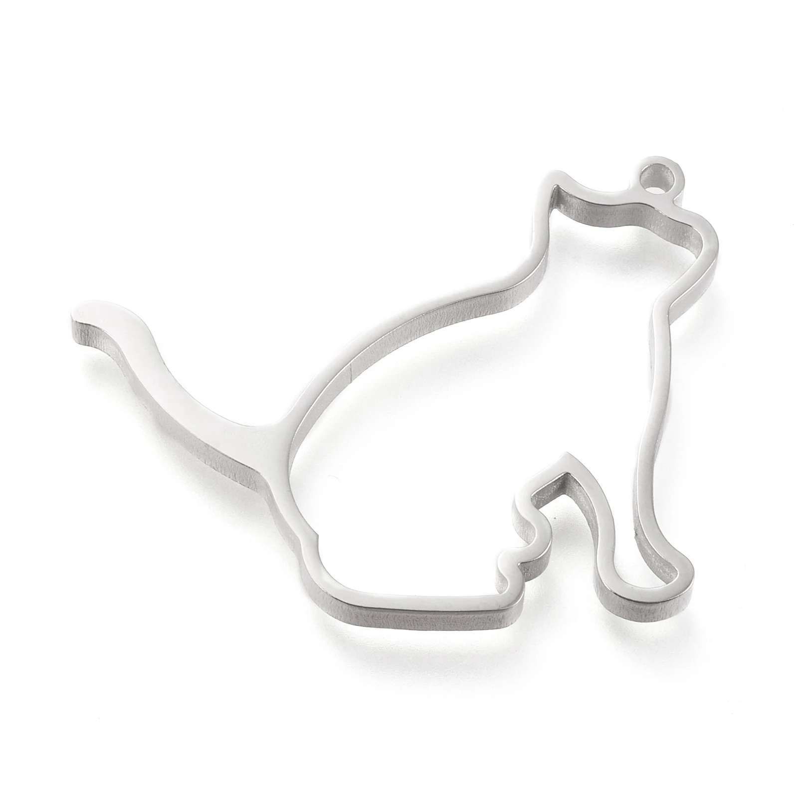

PandaHall Cat Stainless Steel Double Sided Polishing Open Back Bezel Pendants, Stainless steel color