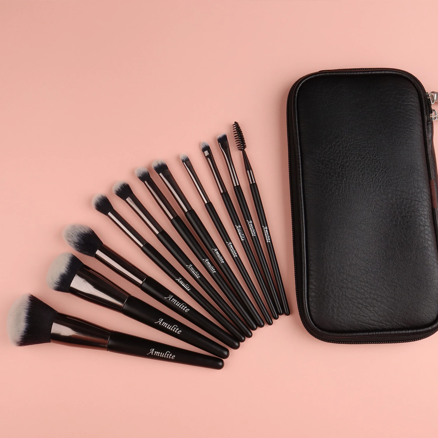 

High Quality Makeup Brush Set Private Label Fluffy Vegan Makeup Brushes Black