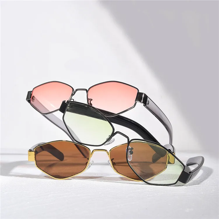 

Jiuling Eyewear Fashion Custom Small Frame Purk Sun glasses UV400 Street Beat Brown Unisex AC Lens Polygonal Male Sunglasses, Mix color or custom colors