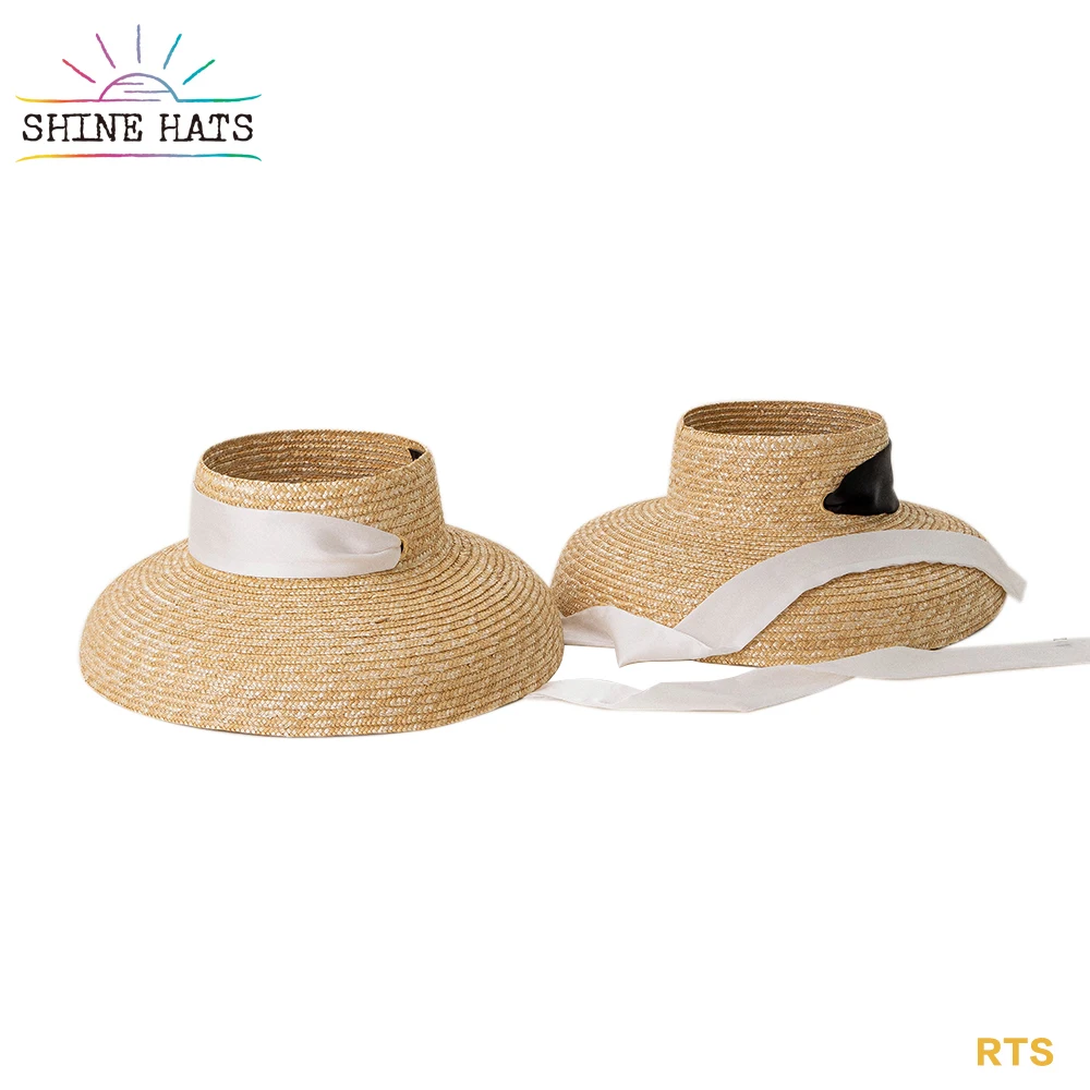 

Shinehats Vintage Luxury Ribbon Rope Hepburn Visor Straw Beach Hats Sun Summer Sombreros for Women Ladies Outdoor Travelling