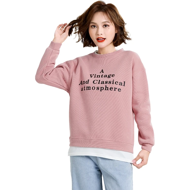 

Factory Direct Sale Ladies Breathable Plus Size Letter Printed Pullover Crew Neck Sweatshirt, Red, khaki, green, black, pink,yellow, white, blue, gray, skin, coffee