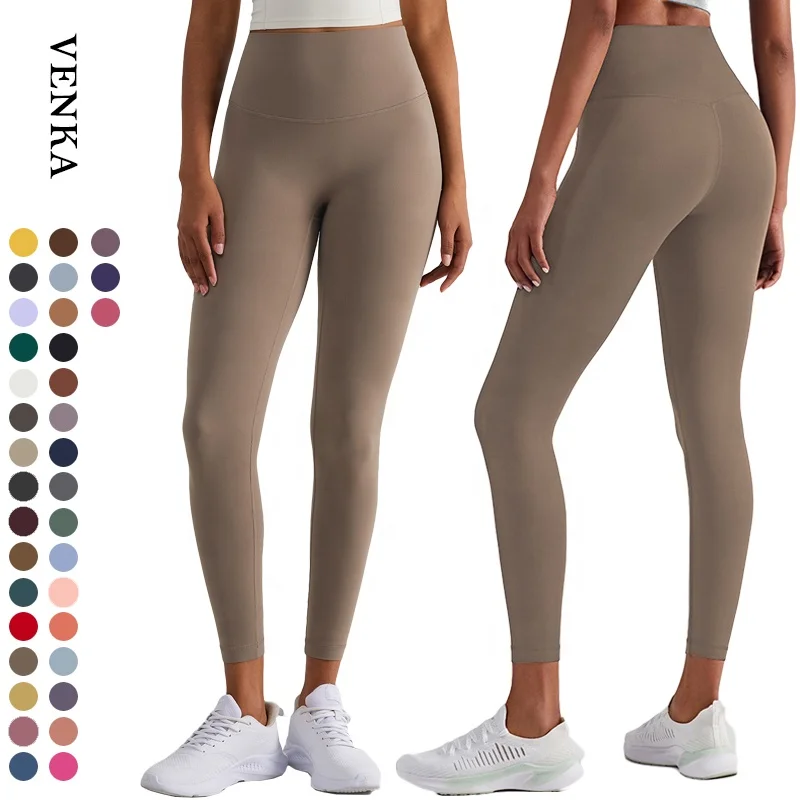 

Wholesale High Quality Custom Logo Fitness Gym Tights No Front Line Seamless Soft High Waist Yoga Pants Leggings Women