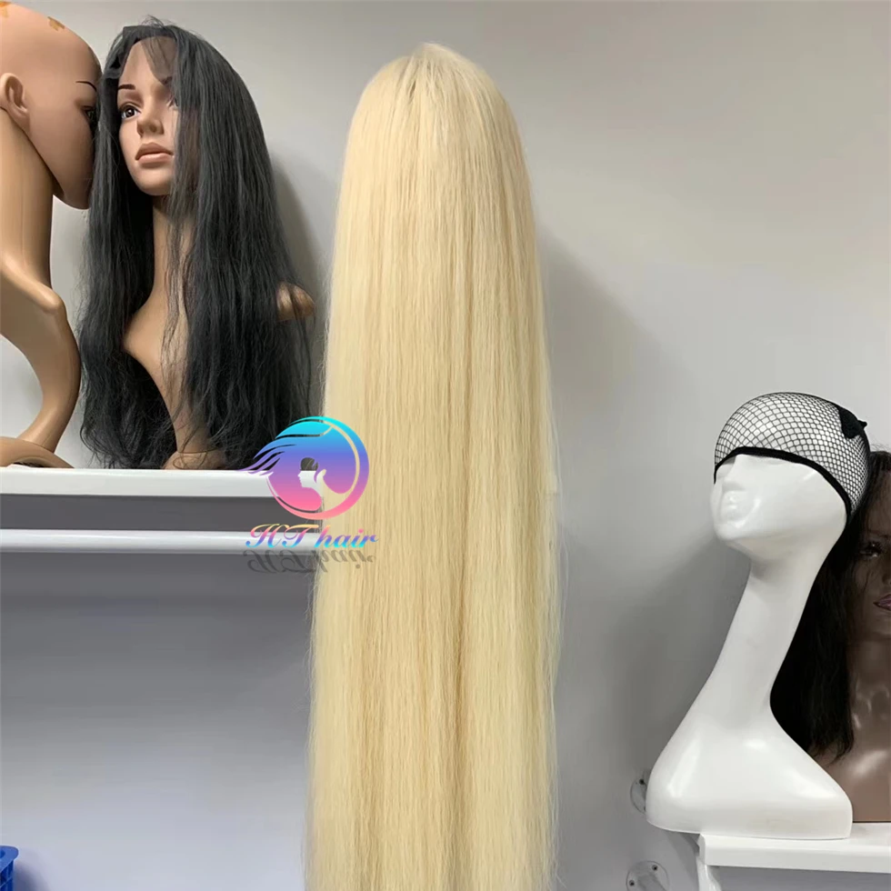 

HTHAIR Top Quality 40 Inch 613 Full Lace Wig Raw virgin Hair Preplucked Glueless Human Hair Wig In Stock For Model Niki Style
