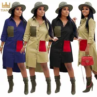 

SA3728 - women casual trendy long sleeve button loose blouse dresses