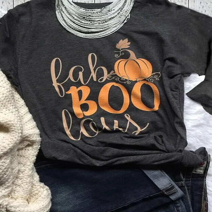 
2019 Newest pumpkin pattern sleeve top women shirts ready to ship t-shirt 