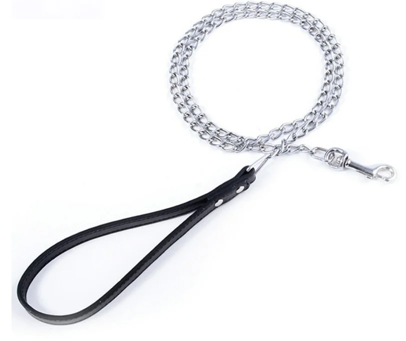 

Wholesale 120cm Stainless Steel Iron Dog Chain Leash three colors Fashion bubble Handle Pet Dogs Lead Leash