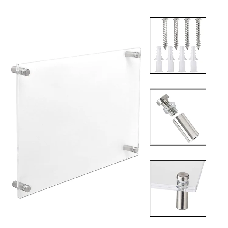 Frameless Picture Frame Wall Mount 8.5 X 11 Clear Floating Acrylic