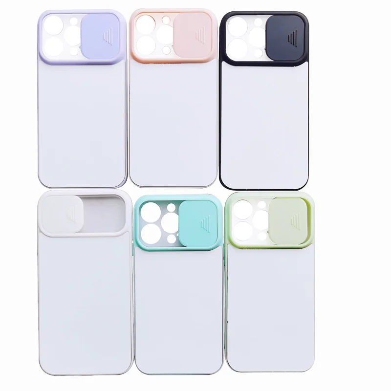 

2022 New Arrivals Shockproof 2D TPU PC Color Sublimation Sliding Camera Lens Protection Phone Cover For iphone 11 12 13 Case