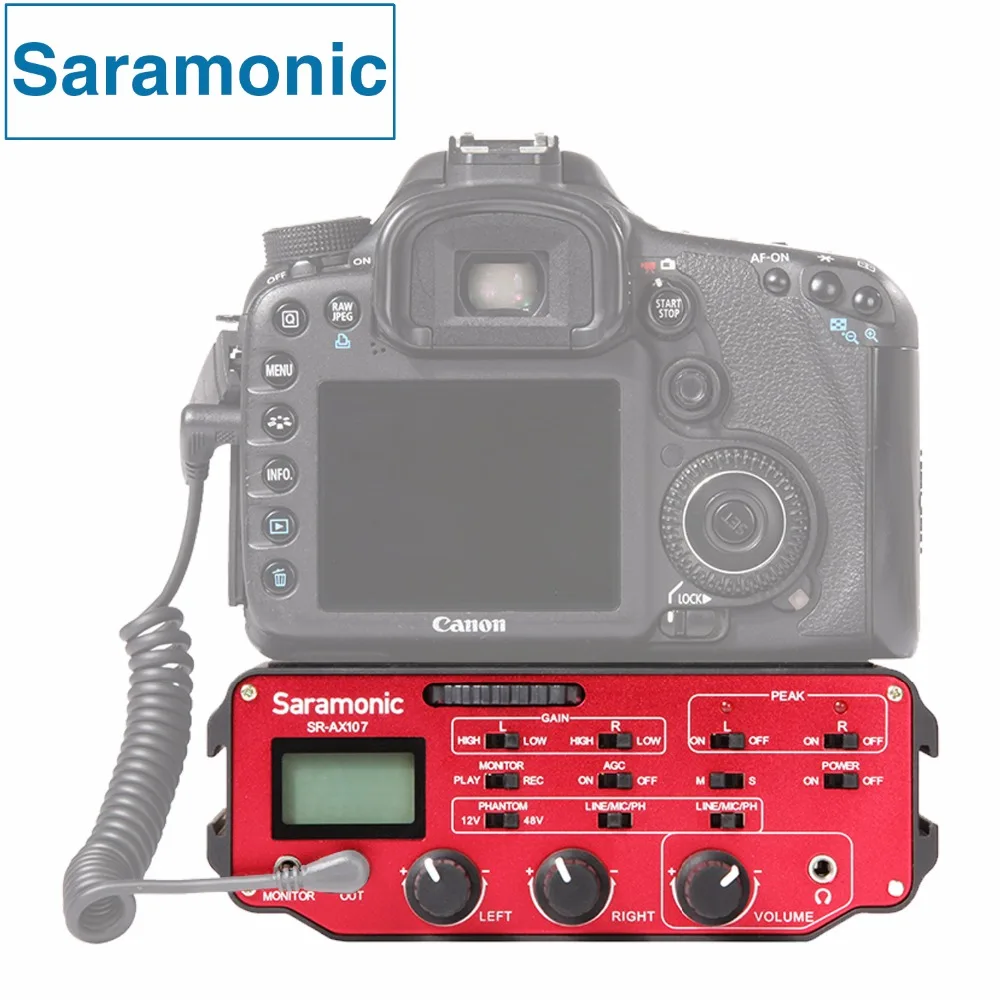 

Saramonic SR-AX107 XLR Microphone Audio Mixer Adapter Preamplifiers Phantom Power for DSLR Canon Nikon Sony Camcorders