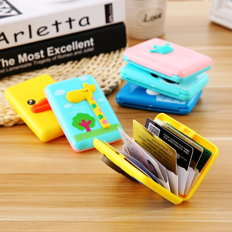 

Cute Cartoon Blocking Credit Card Protector ID Case Hard Shell Business Card Holders Plastic Wallet