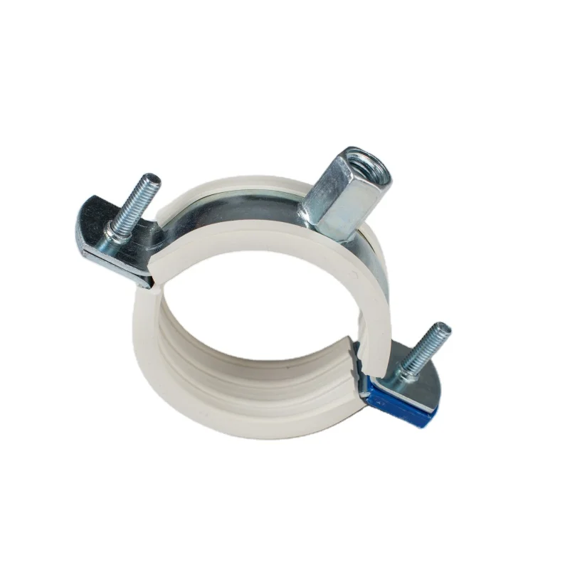 
high quality manufacturer steel pipe clamp with grey/white rubber&blue plastic clip from ODM/OEM manufactory Kingfix in China 