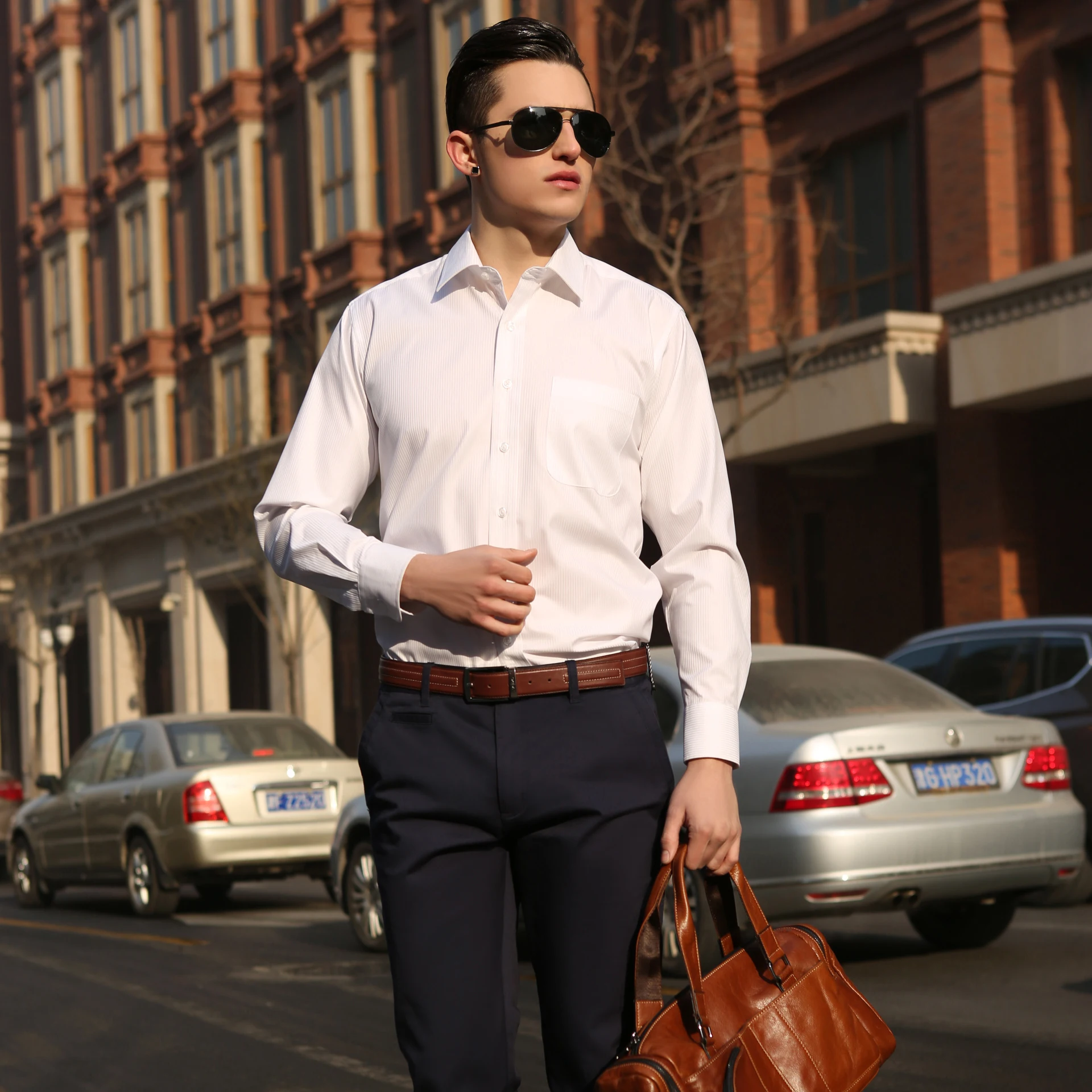 
Factory custom high quality long stable cotton man shirt casual long sleeve shirts 