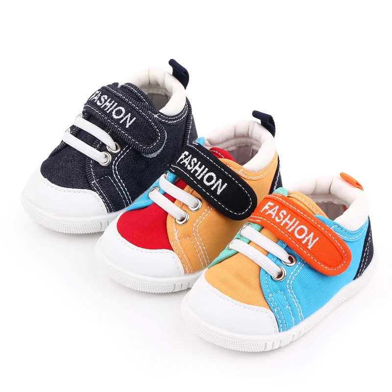 

Spring and autumn new baby walking shoes indoor canvas soft bottom color matching children's shoes