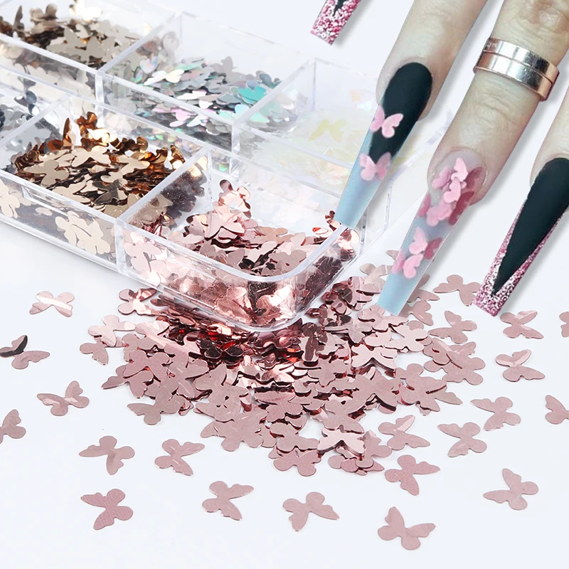 

3D Holographic Butterfly Nail Glitter Sequins Laser Butterfly Nail Sequin Acrylic Paillettes for Nail Art Decoration