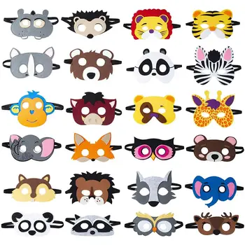 Safari Party Supplies With 24 Different Types Felt Animal Masks For Kid ...