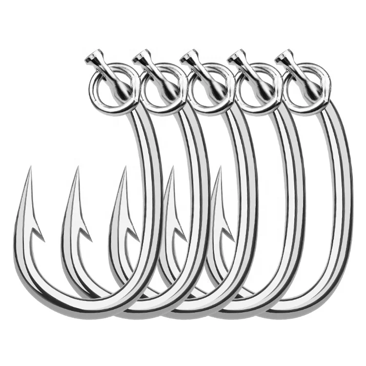 

5 pcs/bag Stainless Steel Saltwater Fishing Hook Tuna Hook with Ring