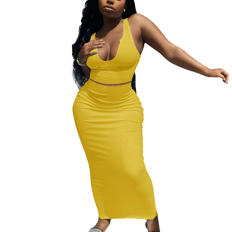 

2021 sexy deep v neck dress clothing summer 2 piece set women, 5colors