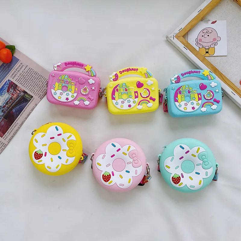

Cute Kids Mini Crossbody Bags Small Coin Wallet Pouch Bag Baby Girls Money Change Purse Gift 2021 Kawaii Doughnut Little Girl, 6 designs