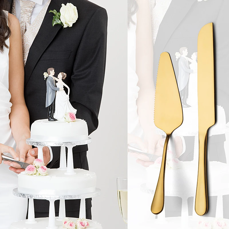 

hot amazon trending 2021 cake knife set for wedding set stainless steel gold cake knife and server set dinner spoon fork, Silver/gold/rose gold/colorful/black