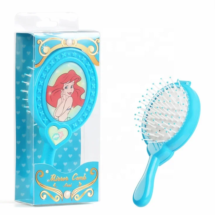 

Wholesale Cartoon Mermaid Princess Hair Brush Portable Anti-Static Air Cushion Mirror Comb Set Massage Scalp Children Hair Brush