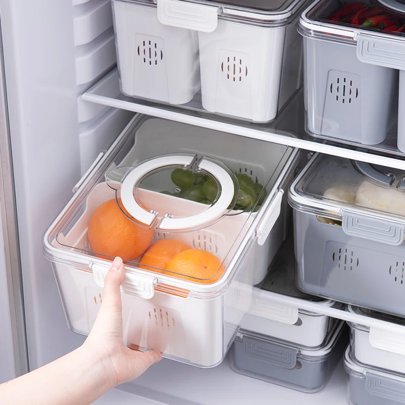 

Transparent Plastic PET Kitchen Stackable Storage Box Bins Container Refrigerator Drawer Fridge Organizer, Transperent