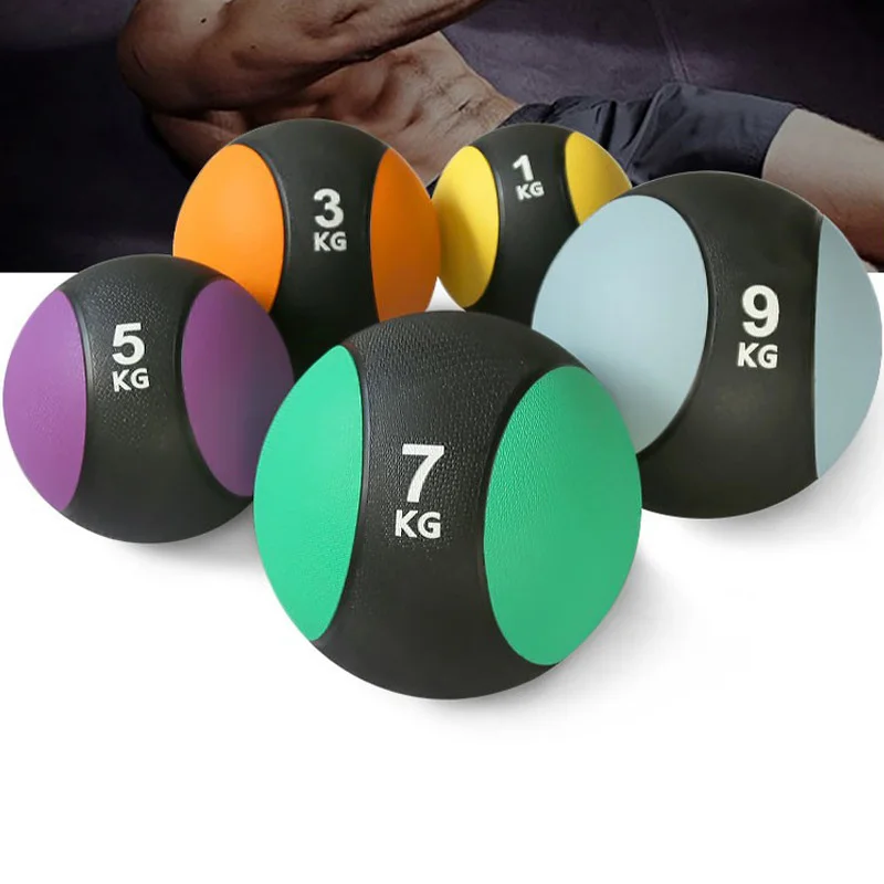 

Easy grip custom logo 1 To10kg Fitness Gym Training Exercise double color non-slip surface soft rubber medicine ball, Optional