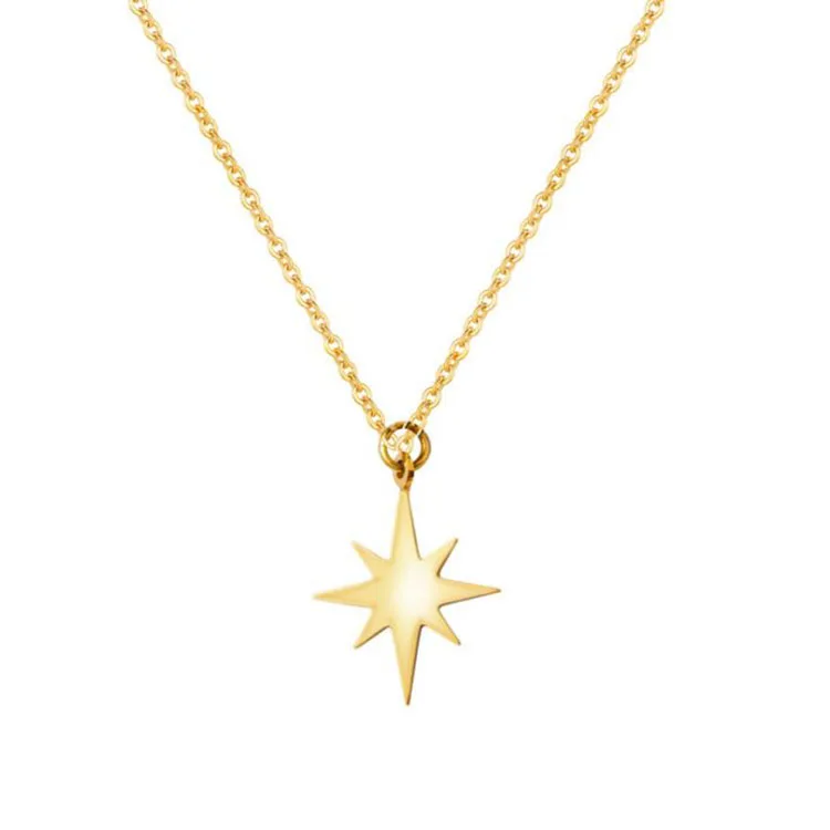 

Top Selling Gold Plated Stainless Steel Necklace Classic Thin and Short Chain Necklace Women Pendant Asterism Necklace