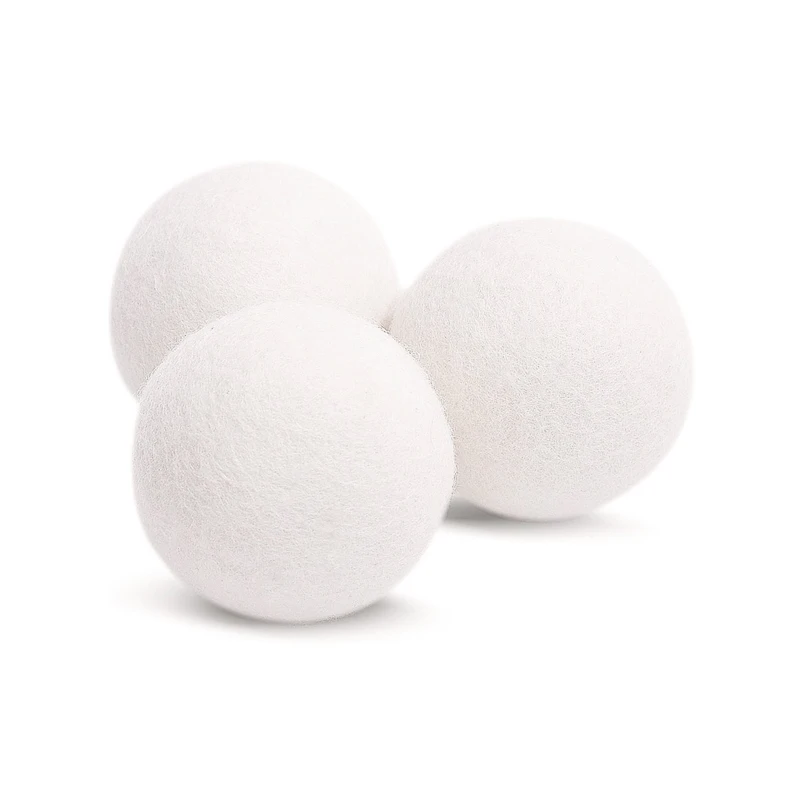 

3 pack eco laundry wool dryer balls 10 cm organic 100% natural wool laundry dryer balls, White (or customized color)