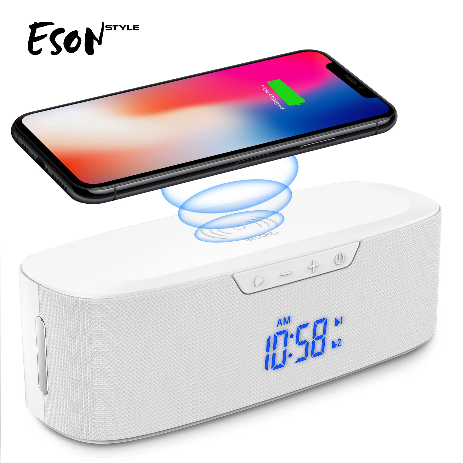 

Eson Style Home Theatre Portable Es11 Dual Alarm Wireless Charge Speaker