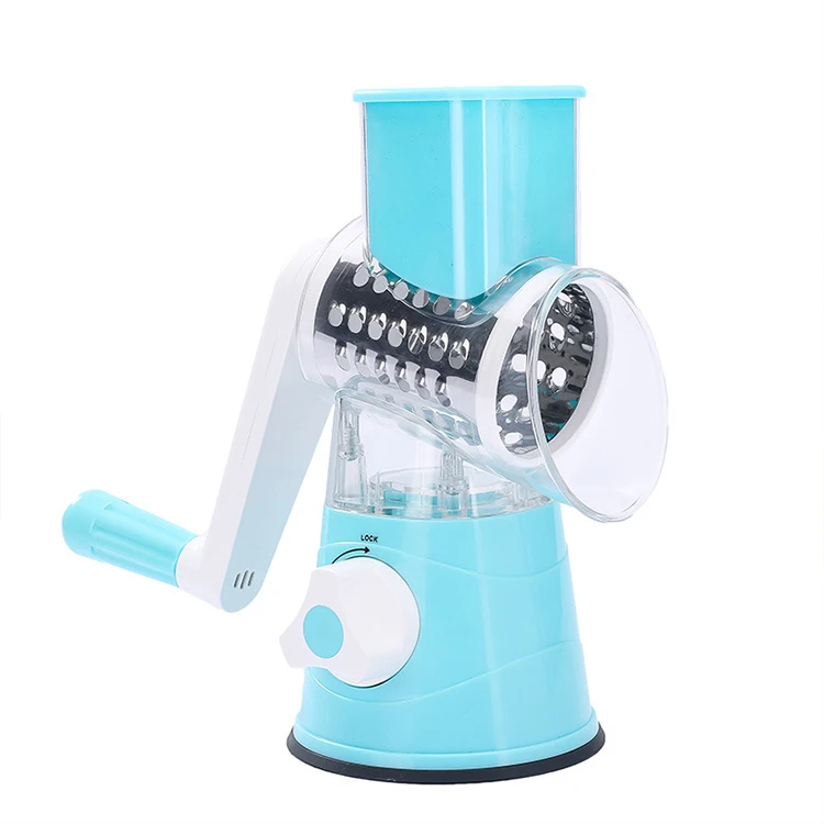 

A629 Multifunctional Table Top Drum Cutter Round Mandoline Slicer Manual Cabbage Kitchen Knife Stainless Steel Rotary Grater, Blue,green,red