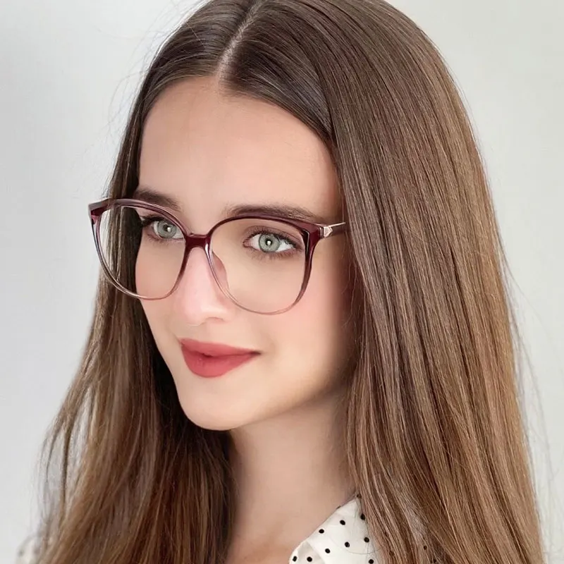 

UNOC New Style Optical Frame Glasses TR90 Trendy Blue Light Block Glasses Ladies Full Frame Metal Spring Leg Glasses, 6 colors