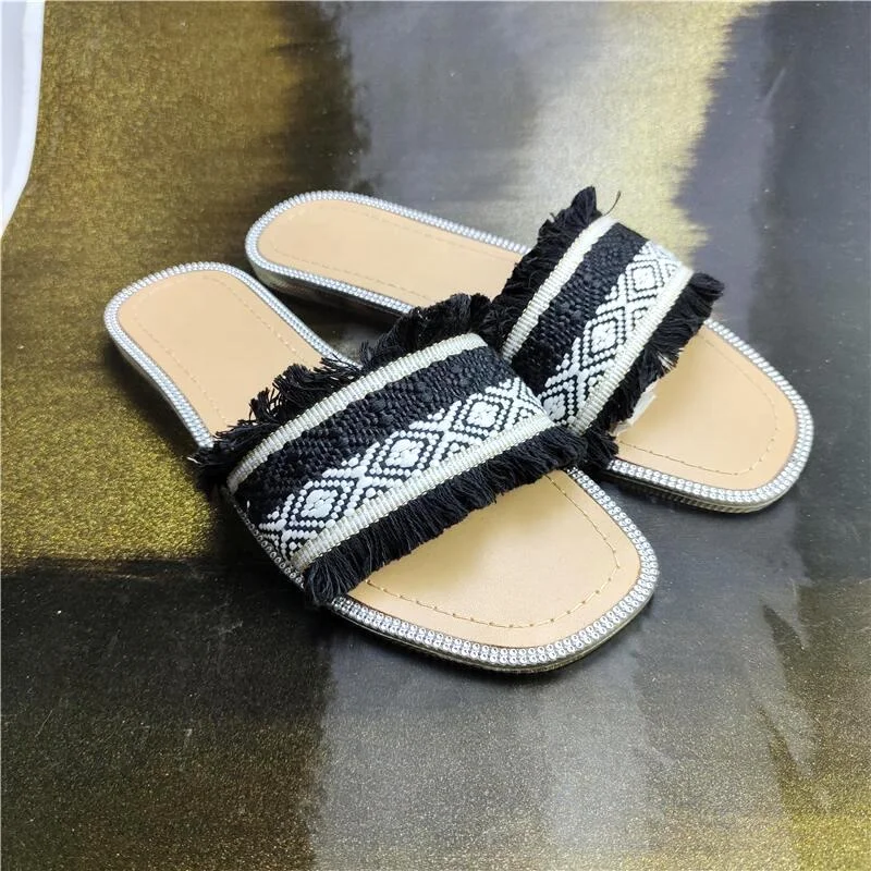

New Women's Summer Comfort Slipper Bohemian Flat Slipper Fashion Slide Women Slip On Sandals