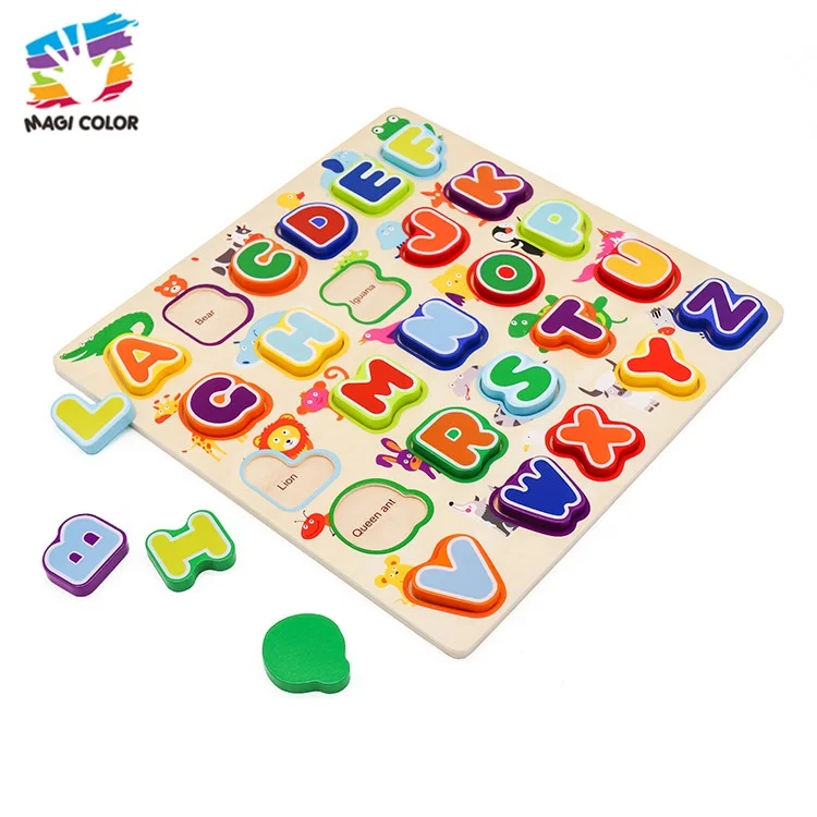 
Ready To Ship educational baby wood toy animal alphabet puzzle for early learning W14B113 